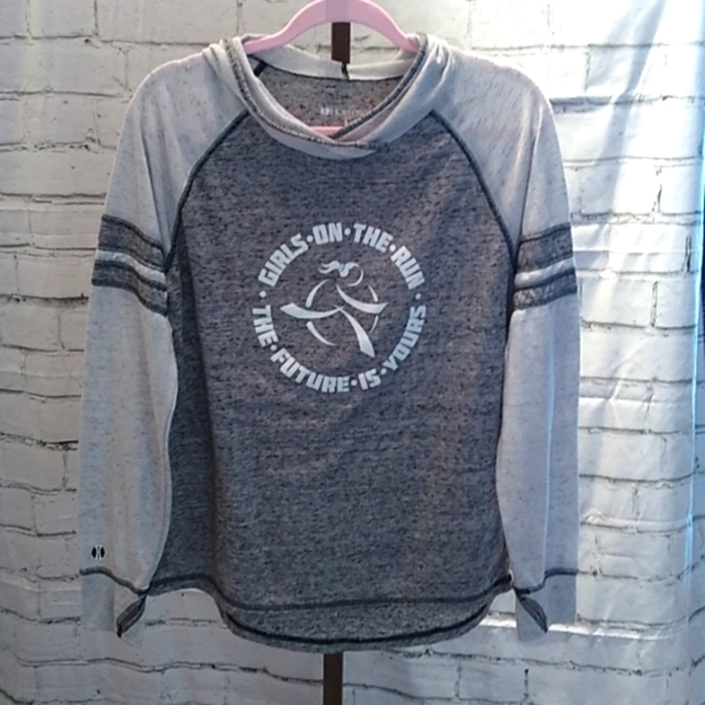 Cozy, relaxed fit, athletic hoodie with thumb holes, women's Large